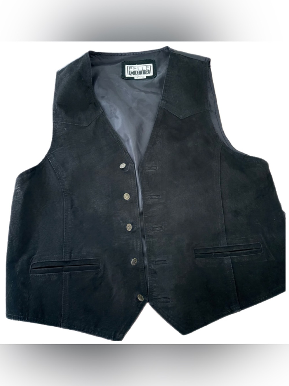Pelle Cuir Black Suede Men's Button Vest